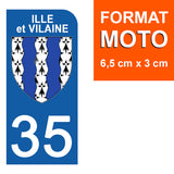 35 ILLE ET VILAINE - Stickers for license plates, available for CAR and MOTORCYCLE