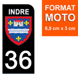 36 INDRE - Stickers pour plaque d'immatriculation, disponible pour AUTO et MOTO