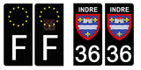 36 INDRE - Stickers pour plaque d'immatriculation, disponible pour AUTO et MOTO