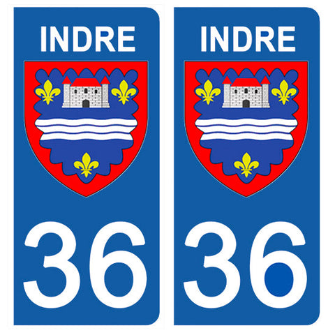 36 INDRE - Stickers pour plaque d'immatriculation, disponible pour AUTO et MOTO