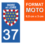 37 INDRE and LOIRE - Stickers for license plates, available for CAR and MOTORCYCLE