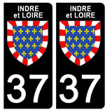 37 INDRE and LOIRE - Stickers for license plates, available for CAR and MOTORCYCLE