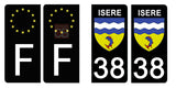 38 ISERE - License plate stickers, available for CAR and MOTORCYCLE