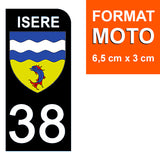 38 ISERE - Stickers pour plaque d'immatriculation, disponible pour AUTO et MOTO