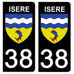 38 ISERE - Stickers pour plaque d'immatriculation, disponible pour AUTO et MOTO