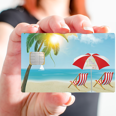 Transat à la plage - sticker pour carte bancaire