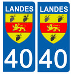 40 LANDES - Stickers pour plaque d'immatriculation, disponible pour AUTO et MOTO