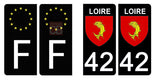 42 LOIRE - Stickers pour plaque d'immatriculation, disponible pour AUTO et MOTO