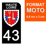 43 HAUTE LOIRE - Stickers pour plaque d'immatriculation, disponible pour AUTO et MOTO