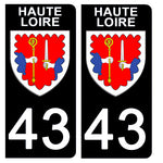 43 HAUTE LOIRE - Stickers for license plates, available for CAR and MOTORCYCLE