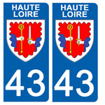 43 HAUTE LOIRE - Stickers pour plaque d'immatriculation, disponible pour AUTO et MOTO