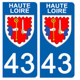 43 HAUTE LOIRE - Stickers pour plaque d'immatriculation, disponible pour AUTO et MOTO