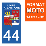 44 LOIRE ATLANTIQUE - Stickers pour plaque d'immatriculation, disponible pour AUTO et MOTO