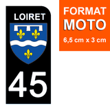 45 LOIRET - Stickers pour plaque d'immatriculation, disponible pour AUTO et MOTO