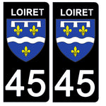 45 LOIRET - Stickers for license plates, available for CAR and MOTORCYCLE