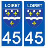 45 LOIRET - Stickers pour plaque d'immatriculation, disponible pour AUTO et MOTO