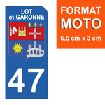 47 LOT and GARONNE - Stickers for license plates, available for CAR and MOTORCYCLE