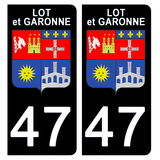 47 LOT et GARONNE - Stickers pour plaque d'immatriculation, disponible pour AUTO et MOTO