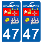 47 LOT et GARONNE - Stickers pour plaque d'immatriculation, disponible pour AUTO et MOTO