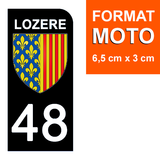 48 LOZERE - Stickers pour plaque d'immatriculation, disponible pour AUTO et MOTO