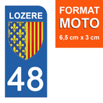 48 LOZERE - License plate stickers, available for CAR and MOTORCYCLE