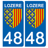 48 LOZERE - Stickers pour plaque d'immatriculation, disponible pour AUTO et MOTO