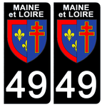 49 MAINE et LOIRE - Stickers pour plaque d'immatriculation, disponible pour AUTO et MOTO