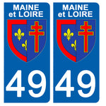 49 MAINE et LOIRE - Stickers pour plaque d'immatriculation, disponible pour AUTO et MOTO