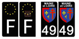 49 MAINE et LOIRE - Stickers pour plaque d'immatriculation, disponible pour AUTO et MOTO