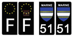 51 MARNE - Stickers pour plaque d'immatriculation, disponible pour AUTO et MOTO