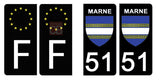 51 MARNE - Stickers for license plates, available for CAR and MOTORCYCLE