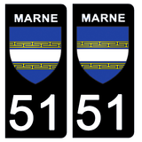 51 MARNE - Stickers pour plaque d'immatriculation, disponible pour AUTO et MOTO