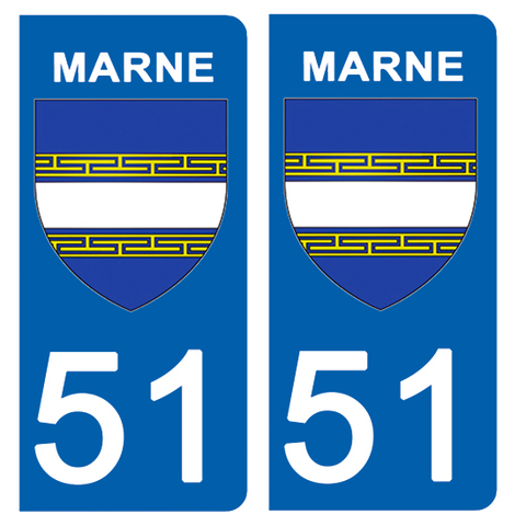 51 MARNE - Stickers pour plaque d'immatriculation, disponible pour AUTO et MOTO