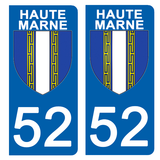 52 HAUTE MARNE - Stickers for license plates, available for CAR and MOTORCYCLE