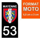 53 MAYENNE - Stickers pour plaque d'immatriculation, disponible pour AUTO et MOTO