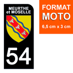 54 MEURTHE et MOSELLE - Stickers for license plates, available for CAR and MOTORCYCLE