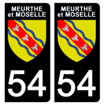 54 MEURTHE et MOSELLE - Stickers for license plates, available for CAR and MOTORCYCLE