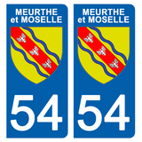 54 MEURTHE et MOSELLE - Stickers pour plaque d'immatriculation, disponible pour AUTO et MOTO