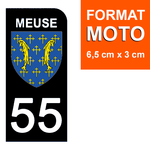 55 MEUSE - Stickers pour plaque d'immatriculation, disponible pour AUTO et MOTO