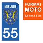 55 MEUSE - Stickers pour plaque d'immatriculation, disponible pour AUTO et MOTO