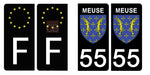 55 MEUSE - Stickers pour plaque d'immatriculation, disponible pour AUTO et MOTO