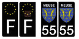 55 MEUSE - Stickers pour plaque d'immatriculation, disponible pour AUTO et MOTO