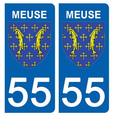 55 MEUSE - Stickers pour plaque d'immatriculation, disponible pour AUTO et MOTO