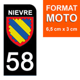 58 NIEVRE - Stickers for license plates, available for CAR and MOTORCYCLE