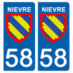 58 NIEVRE - Stickers pour plaque d'immatriculation, disponible pour AUTO et MOTO