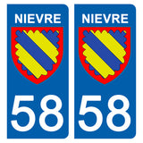 58 NIEVRE - Stickers pour plaque d'immatriculation, disponible pour AUTO et MOTO