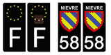 58 NIEVRE - Stickers pour plaque d'immatriculation, disponible pour AUTO et MOTO