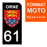 61 ORNE - Stickers pour plaque d'immatriculation, disponible pour AUTO et MOTO