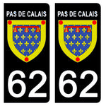 62 PAS DE CALAIS - License plate stickers, available for CAR and MOTORCYCLE