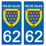 62 PAS DE CALAIS - License plate stickers, available for CAR and MOTORCYCLE